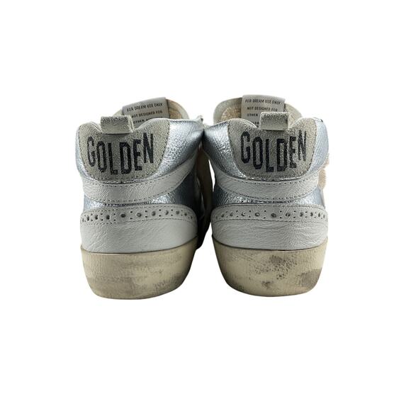 Golden Goose 'Mid Star' Silver Leather Distressed Suede-Trimmed Metallic - Picture 6 of 7